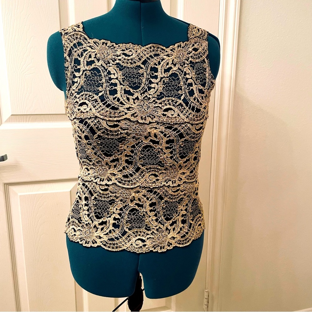 Gold Lace stretch tank top